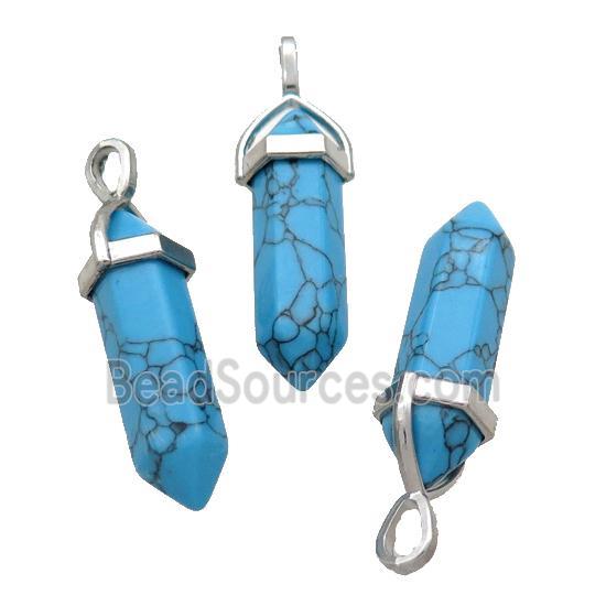 Blue Synthetic Turquoise Bullet Pendant