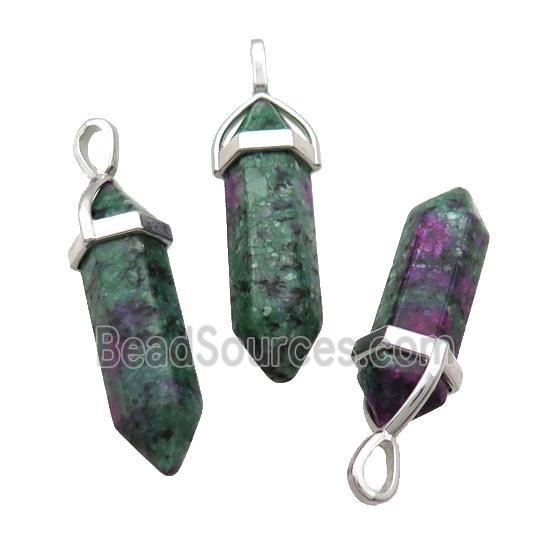 Ruby Zoisite Bullet Pendant Green Dye