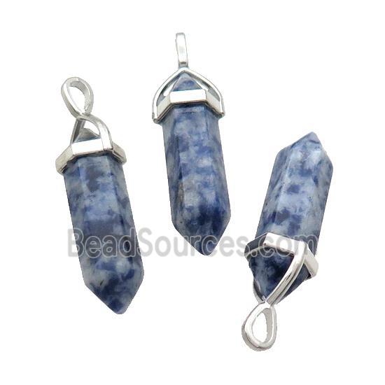 Natural Blue Dalmatian Jasper Bullet Pendant