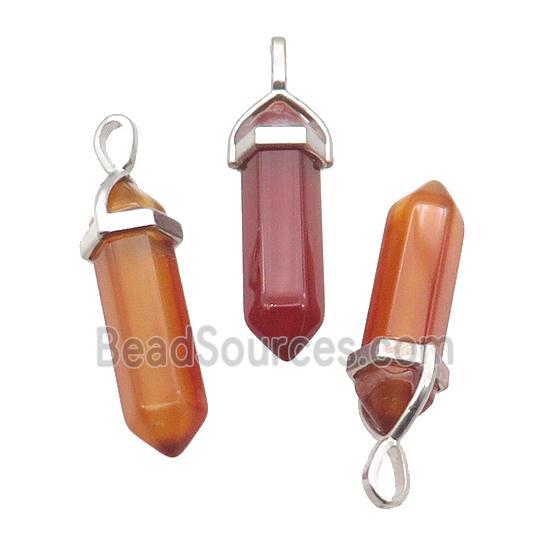 Natural Red Agate Bullet Pendant Dye