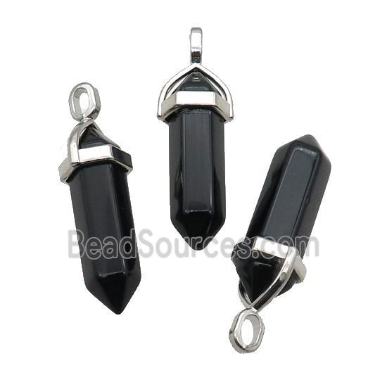 Black Onyx Agate Bullet Pendant