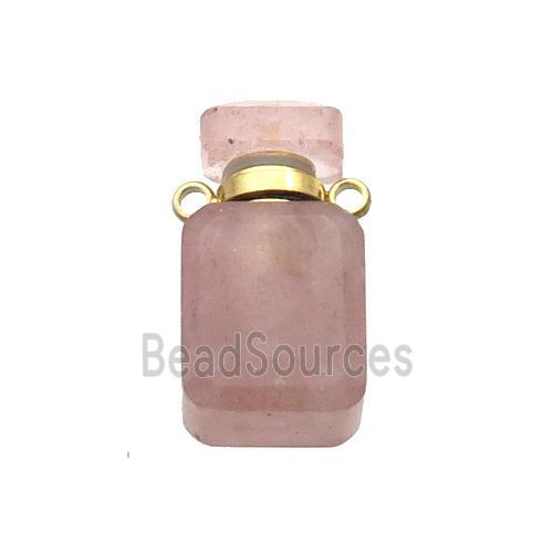 Natural Pink Strawberry Quartz Perfume Bottle Pendant