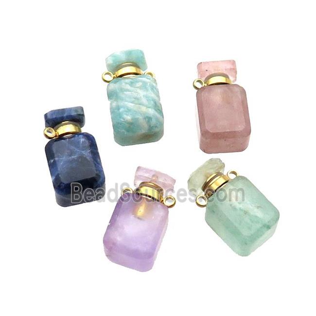 Natural Gemstone Perfume Bottle Pendant Mixed