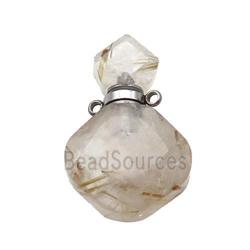 Natural Gold Rutilated Quartz Perfume Bottle Pendant