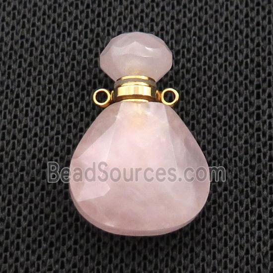 Natural Pink Rose Quartz Perfume Bottle Pendant