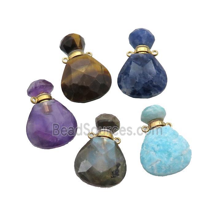 Natural Gemstone Perfume Bottle Pendant Mixed