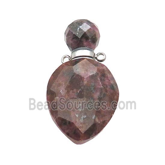 Natural Rhodonite Perfume Bottle Pendant Pink