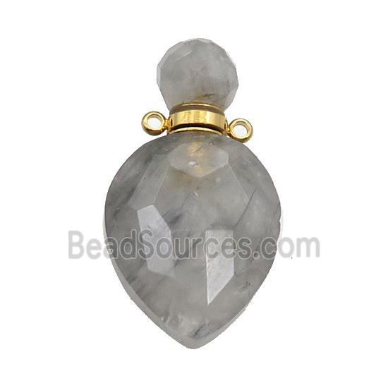 Natural Cloudy Quartz Perfume Bottle Pendant Gray