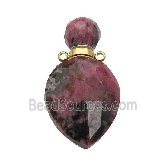 Natural Rhodonite Perfume Bottle Pendant Pink