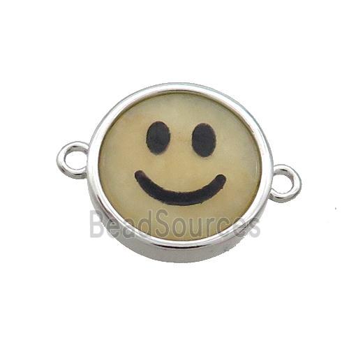 Yellow Aventurine Emoji Connector Smileface Circle Platinum Plated