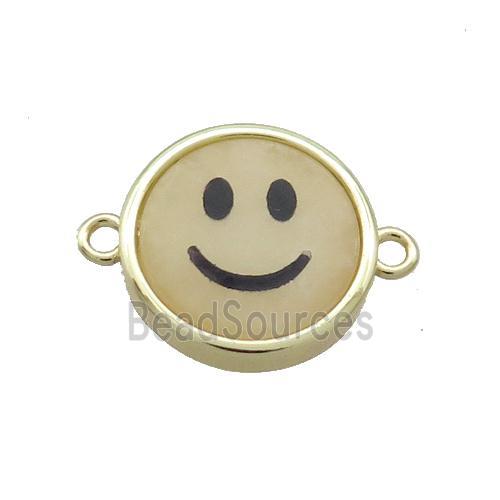 Yellow Aventurine Emoji Connector Smileface Circle Gold Plated