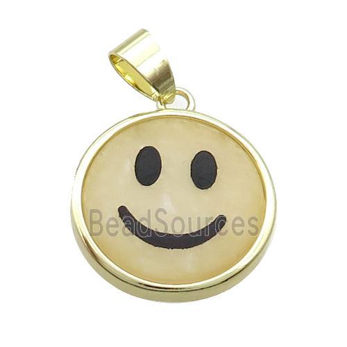 Yellow Aventurine Emoji Pendant Smileface Circle Gold Plated