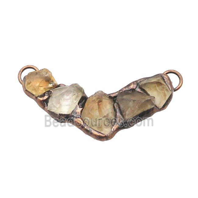 Natural Citrine Pendant Yellow 2Loops Antique Red