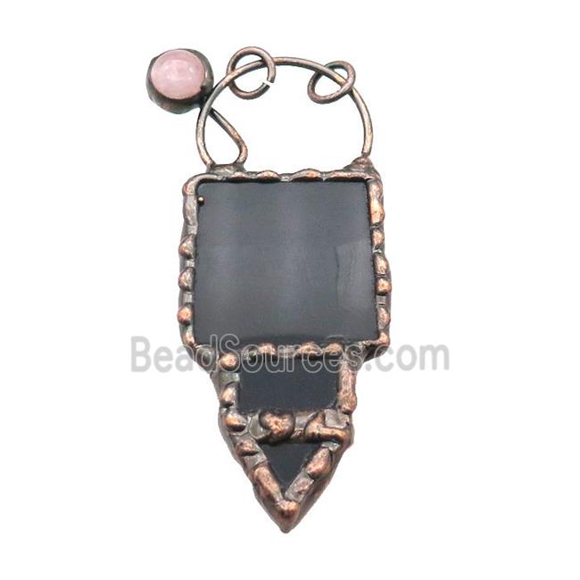 Black Agate Pendant Antique Red