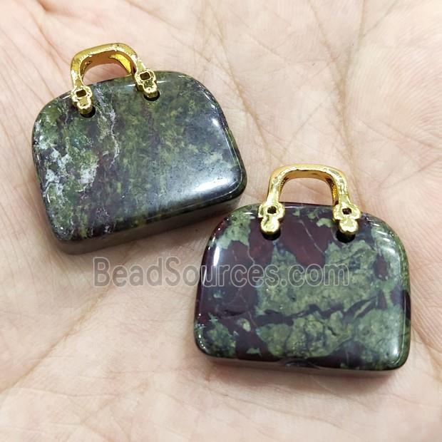 Natural Dragon BloodStone Bag Pendant Green