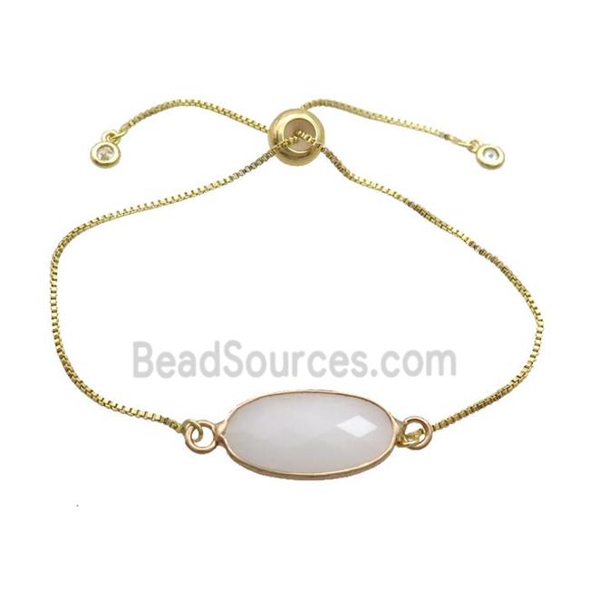 Copper Bracelet With White Moonstone Adjustable Gold Plated