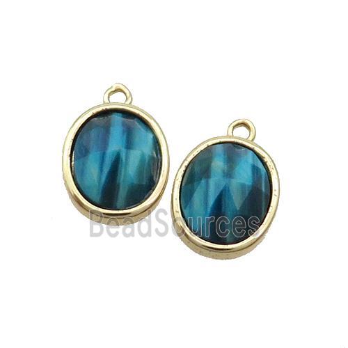 Blue Tiger Eye Stone Oval Pendant Gold Plated