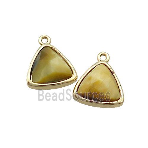 Golden Tiger Eye Stone Triangle Pendant Gold Plated