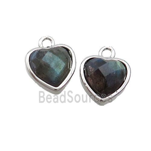 Labradorite Heart Pendant Platinum Plated