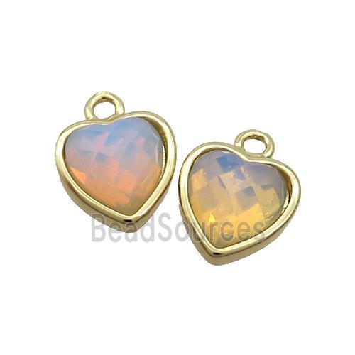 White Opalite Heart Pendant Gold Plated