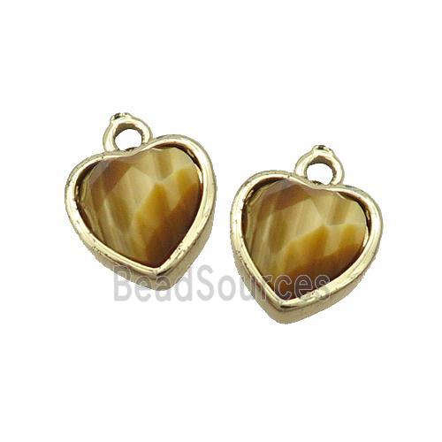 Golden Tiger Eye Stone Heart Pendant Gold Plated