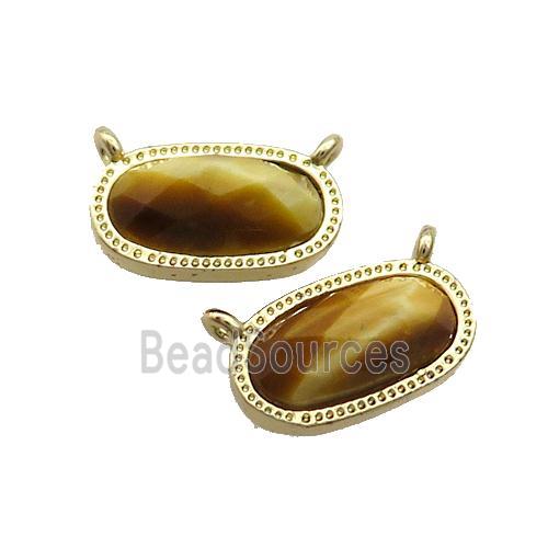 Golden Tiger Eye Stone Oval Pendant 2loops Gold Plated