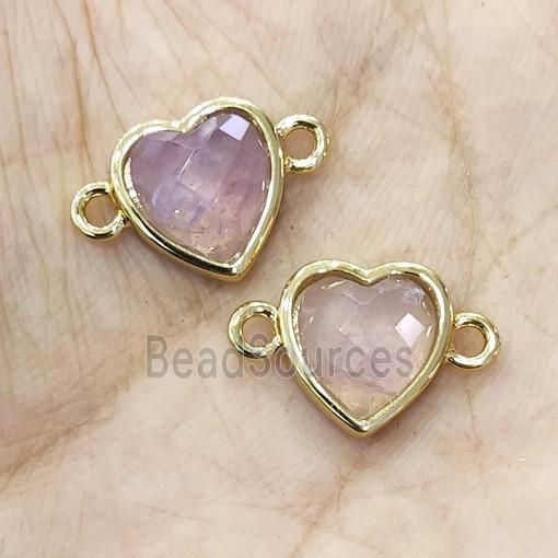 Purple Amethyst Heart Connector Gold Plated