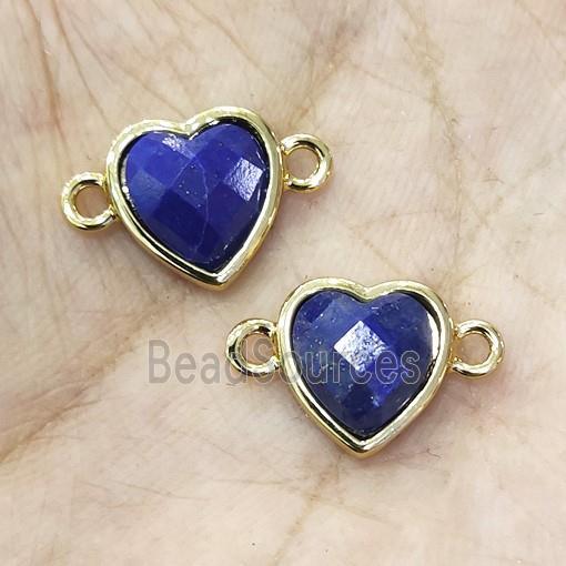 Blue Lapis Lazuli Heart Connector Gold Plated