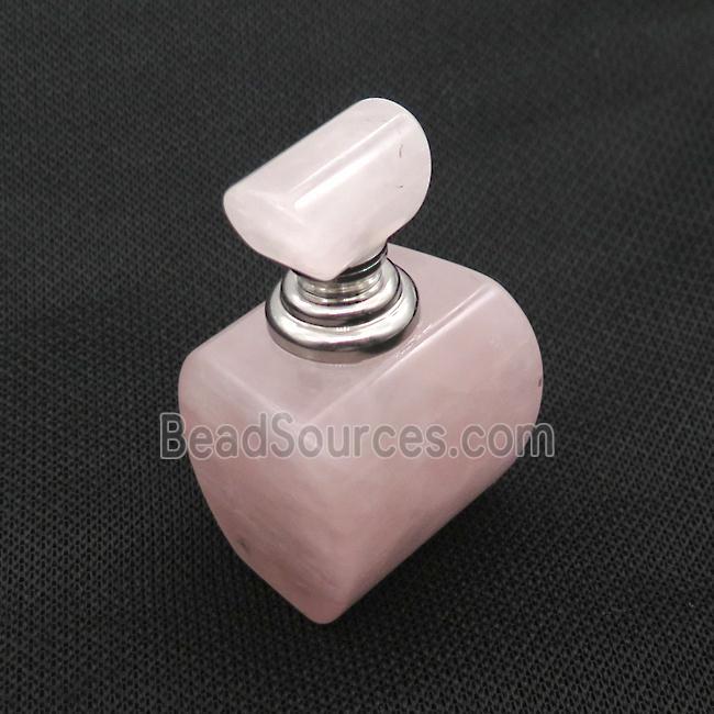 Pink Rose Quartz Perfume Bottle Pendant