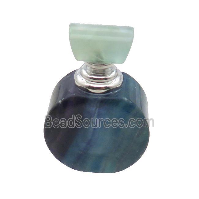 Fluorite Perfume Bottle Pendant Multicolor