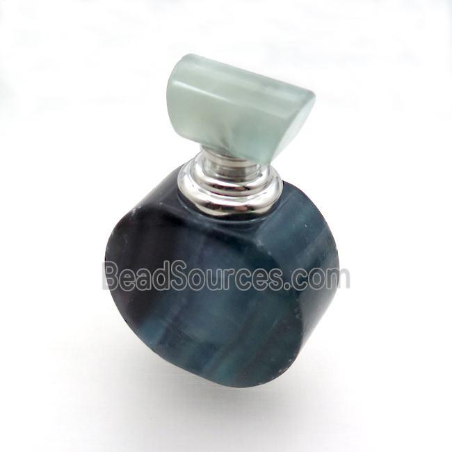 Fluorite Perfume Bottle Pendant Multicolor