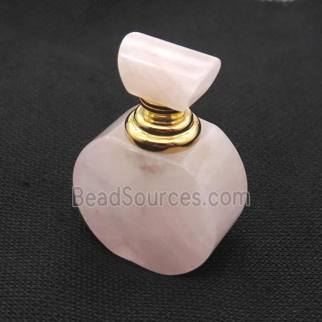 Pink Rose Quartz Perfume Bottle Pendant