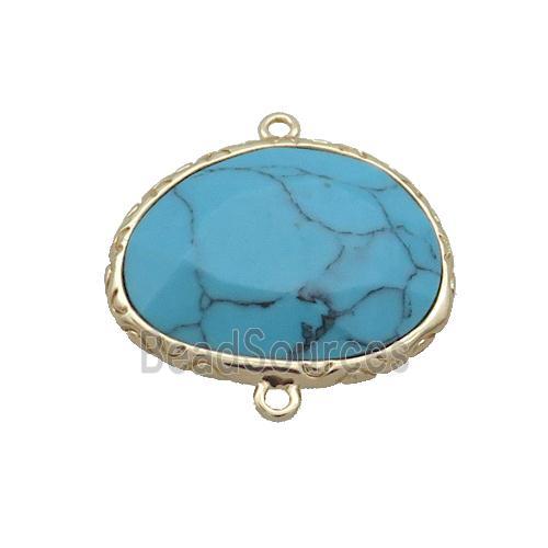 Synthetic Blue Turquoise Connector Oval Gold Plated