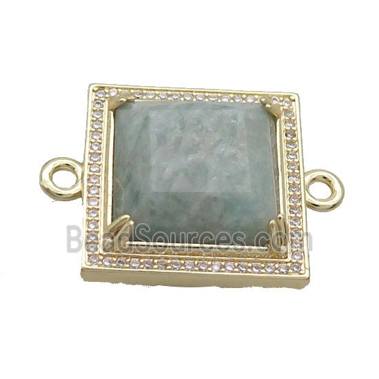 Copper Square Connector Pave Amazonite Gold Plated