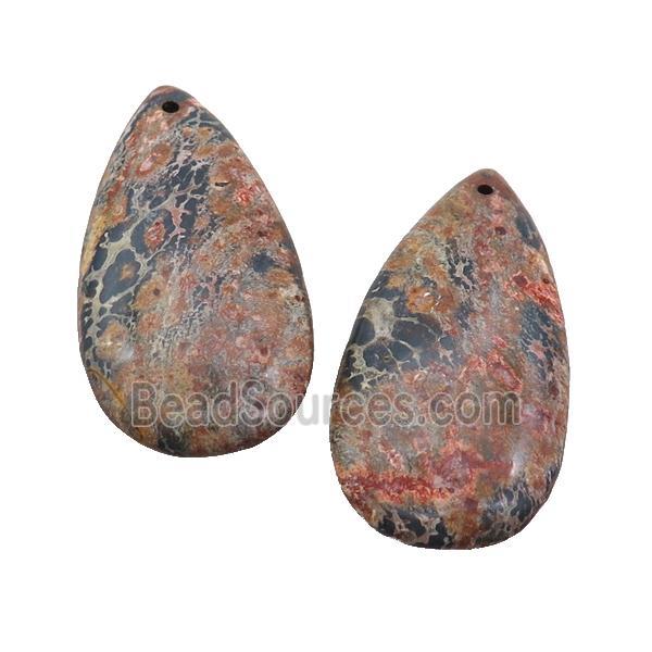 Natural Red LeopardSkin Jasper Teardrop Pendant