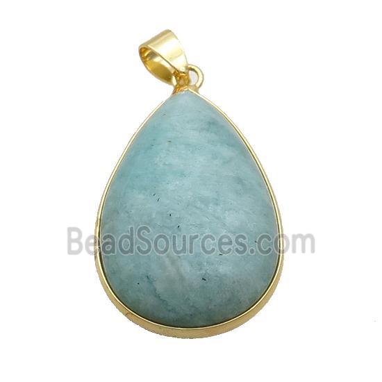 Natural Green Amazonite Teardrop Pendant