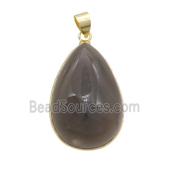 Natural Gray Agate Teardrop Pendant