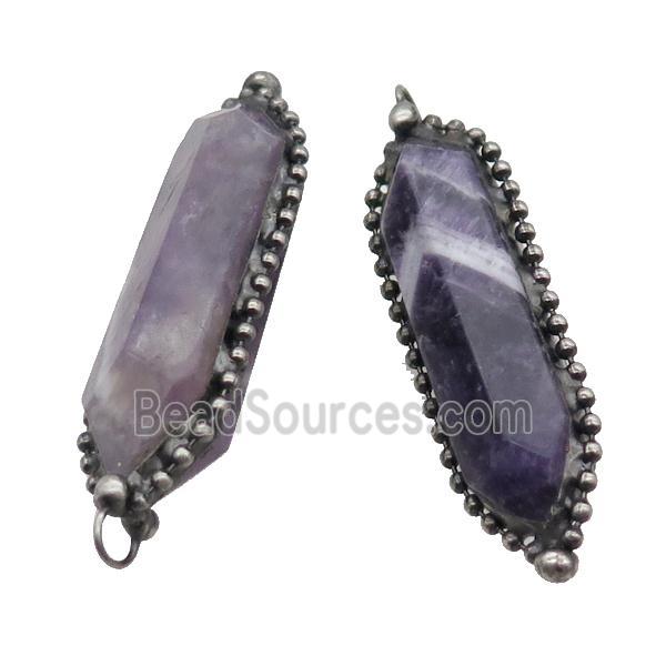Dogtooth Amethyst Bullet Pendant Antique Silver