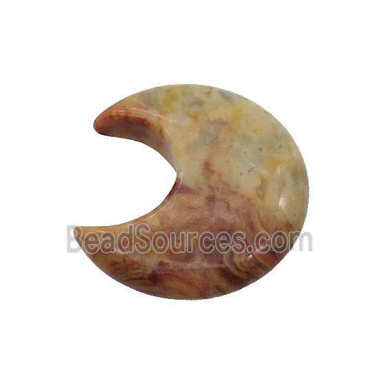 Natural Yellow Crazy Agate Moon Pendant Undrilled