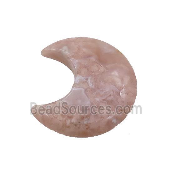 Pink Cherry Agate Moon Pendant Undrilled