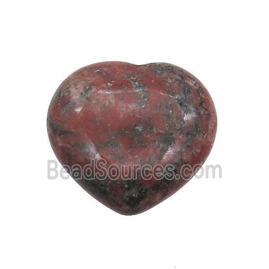Red Sesame Jasper Heart Pendant Undrilled