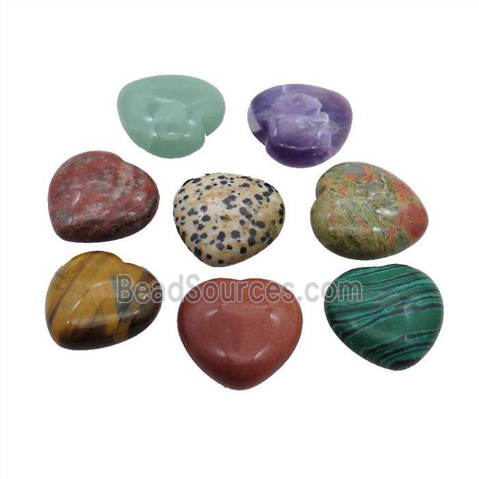 Mixed Gemstone Heart Pendant Undrilled Nohole