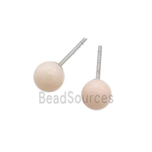 White Coral Stud Earring 925 Sterling Silver