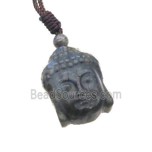 Natural Labradorite Necklace Buddha