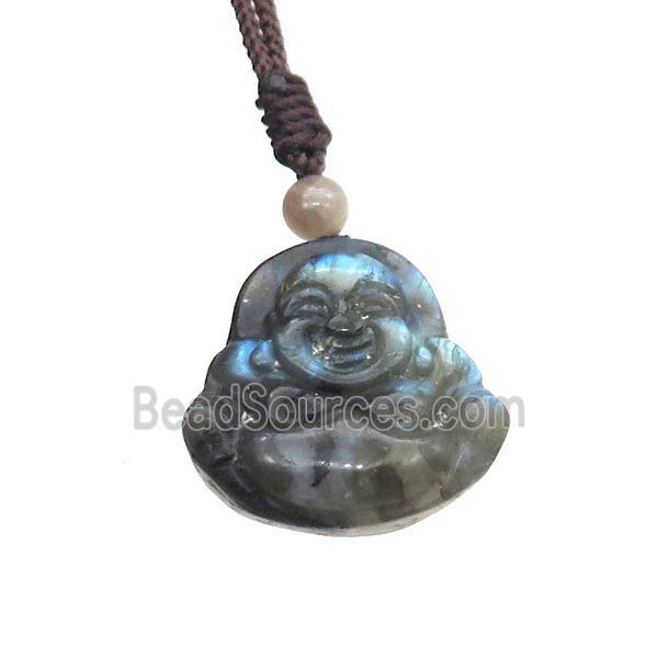 Natural Labradorite Necklace Buddha