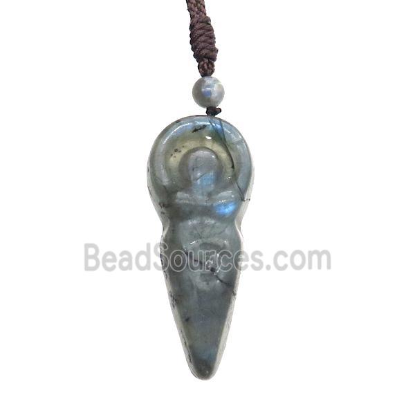 Natural Labradorite Necklace Spiral Goddess