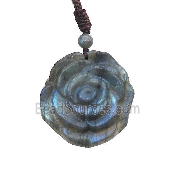 Natural Labradorite Necklace Flower