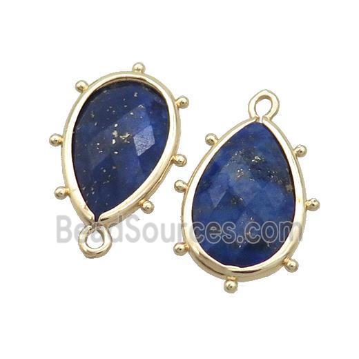 Natural Blue Lapis Lazuli Teardrop Pendant Gold Plated