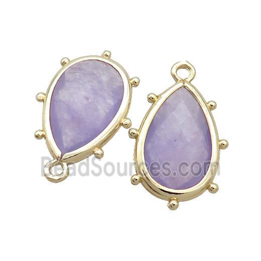 Purpel Jade Teardrop Pendant Dye Gold Plated