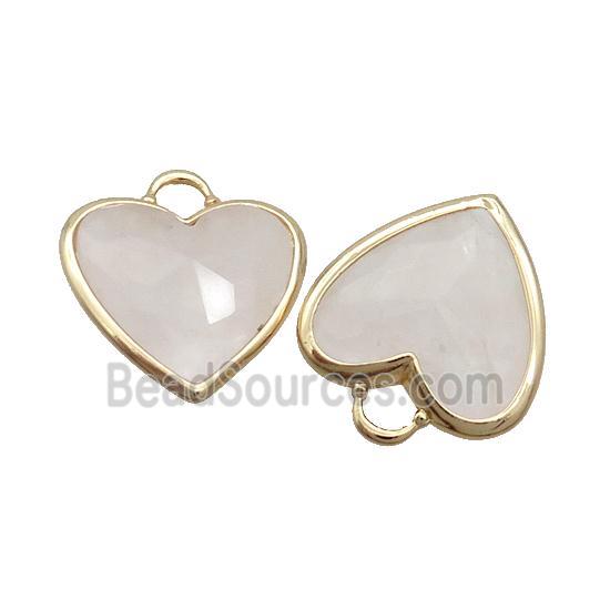 White Crystal Quartz Heart Pendant Gold Plated